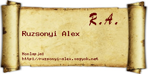 Ruzsonyi Alex névjegykártya